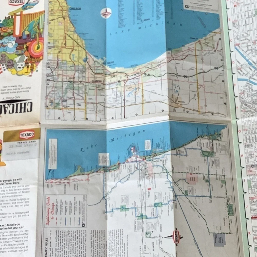 Vintage Texaco Chicago Illinois Road Street Map